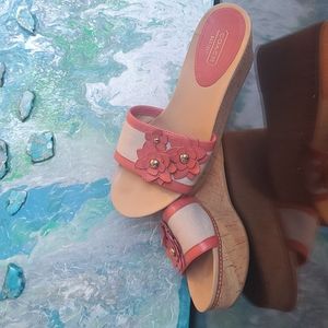 Coach orange and cork Jessica wedge sandal size 9